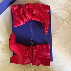 Stuart Weitzman Bold Red Heeled Boots